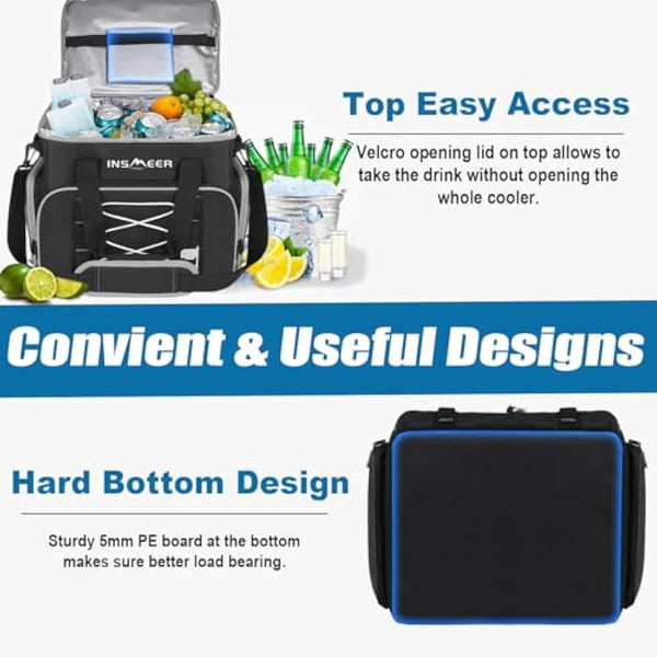 INSMEER Large Cooler Bag 55 Cans, 45L Large Capacity Insulated Cool Bag, Foldable Storage Bag Leak-Proof Thermal Bag XXL with Bottle Opener for Shopping/Camping/Beach/Picnic