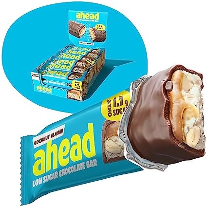 ahead | Keto Chocolate Bars – 18 x 35g – Coconut Almond – Low Carb Sugar Free – 100% Natural with MCT-Fats – Keto Snacks & Healthy Snacks