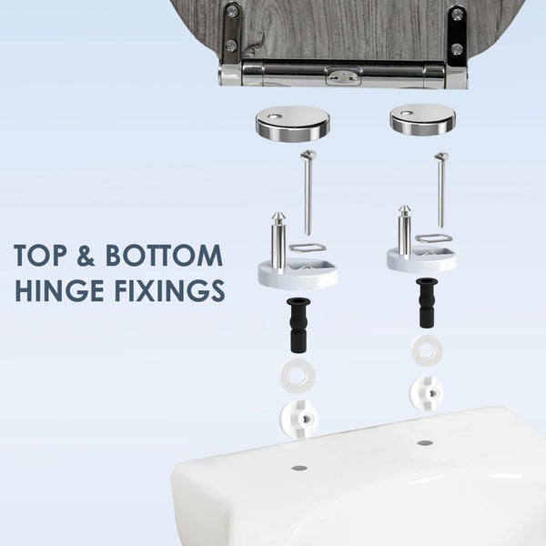 AQUALONA® Luxury Soft Close Toilet Seat - Moulded Wood - Stainless Steel Slow Close Hinges - Click, Lift & Clean Technology (Bamboo Toilet Seat)