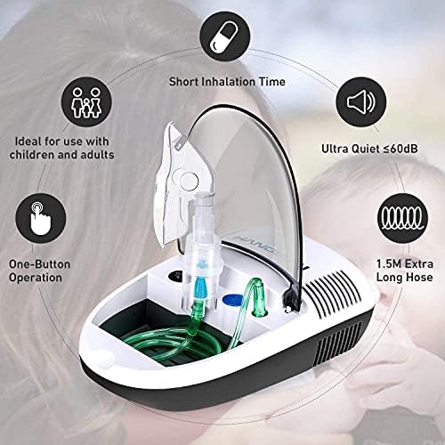 Hangsun Nebuliser Machine for Adults and Kids Compressor Nebulizer Compact Inhaler CN680 with Portable Design and Built-in Storage Box for Home Use