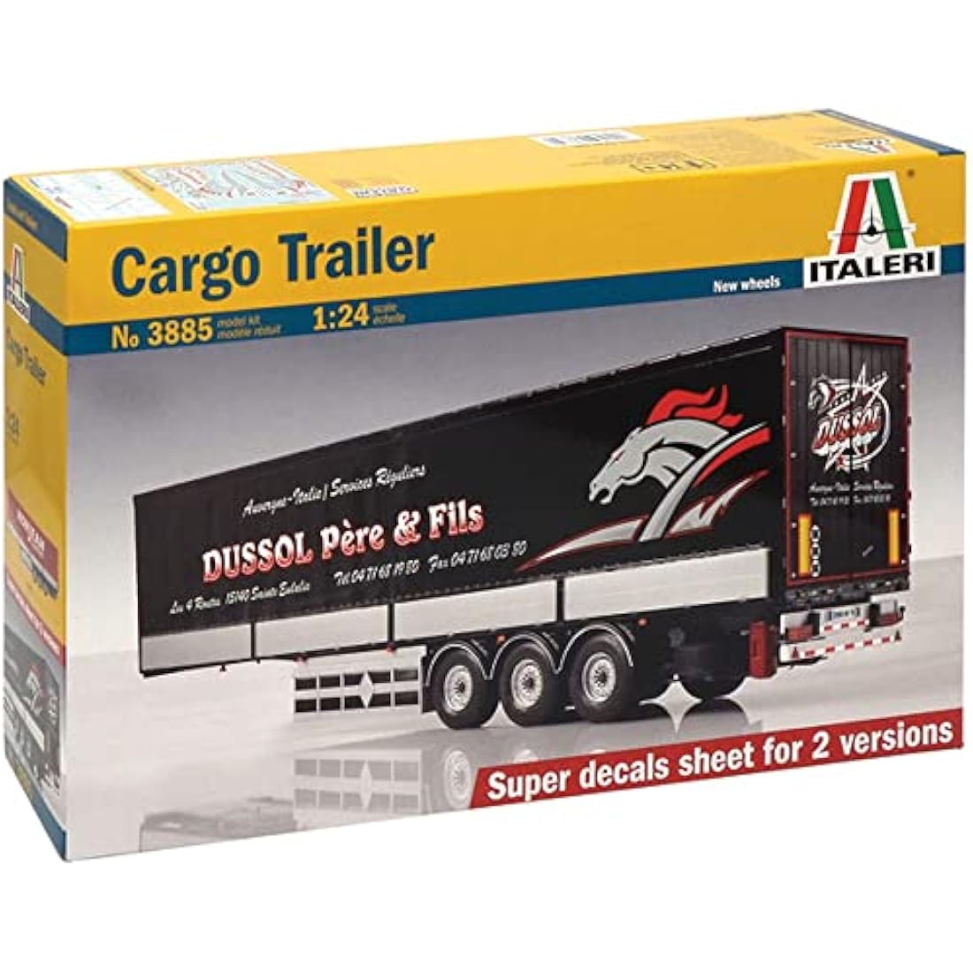 ITALERI ITA3885 CARGO TRAILER Italy Model kit, Black Set, Small