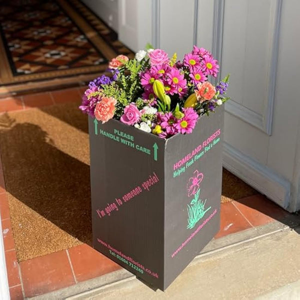 Homeland Florists Pink Mixed Fresh Flowers Delivery Next Day Prime UK, Stunning Floral Bouquet, Beautiful Birthday Present or Thank You Gift