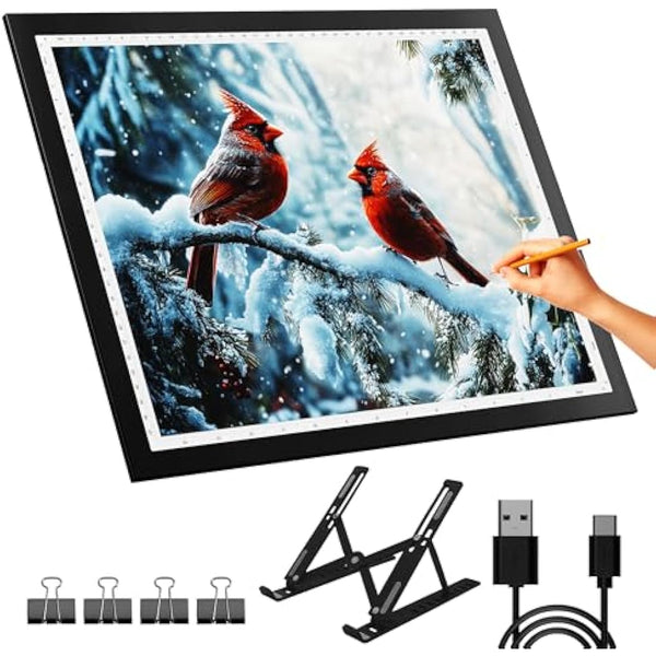 DONPODER Light Pad for Diamond Painting,5500 Lux Super Bright Diamond Art Light Board with Stand, 10 Level Stepless/Step Dimming Light Box for tracing,Artists,Drawing,Sketching,Animation（42 * 32cm