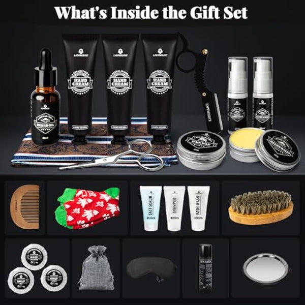 Lionmane Advent Calendar 2024 Mens, 24 Days Christmas Countdown Beard Care Gifts, Christmas Advent Calendar Set with Beard Oil Beard Balm, Face & Body Skin Care Kit for for Men Dad Boyfriend Husband