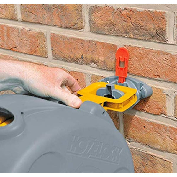 HOZELOCK - 2-in-1 Compact Hose Reel 25m : Portable or Wall-mounted Plastic Reel, Easy Rewind Function, Supplied with Nozzle, Fittings and Fixings [2415R0000]