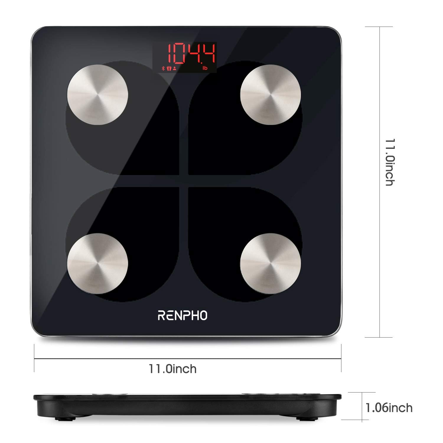 RENPHO Scales for Body Weight, Digital Bathroom Scales with High Precision Sensors, Bluetooth Weighing Scales Body Composition Monitors with App, Elis 1