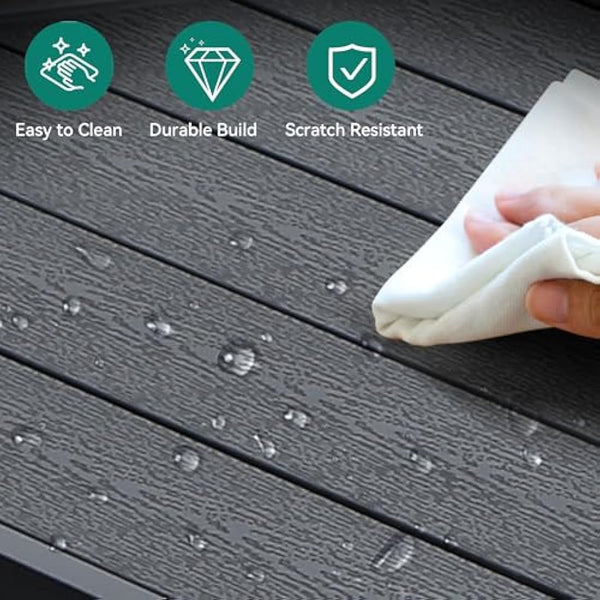 YITAHOME Garden Dining Table 78x78cm Square Outdoor Table with WPC Wood Top & Aluminum Frame, Weatherproof E-Coating Patio Table for Garden, Lawn, Camping – Lightweight （Black）