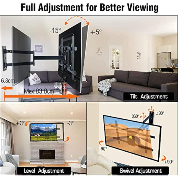 FORGING MOUNT Long Reach TV Wall Bracket Corner TV Bracket for 32-75 inch TVs, 820mm Extension Long Arm with Swivel/Tilt, Full Motion Tv Wall Mount, Max VESA 600x400mm, Up to 50KG