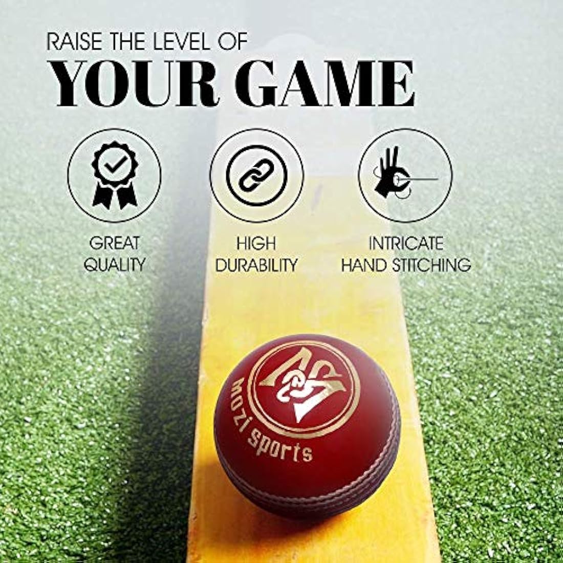 Mozi Sports® Leather Cricket Ball Senior Hand Stitched Match Quality Balls Weight 5.50oz