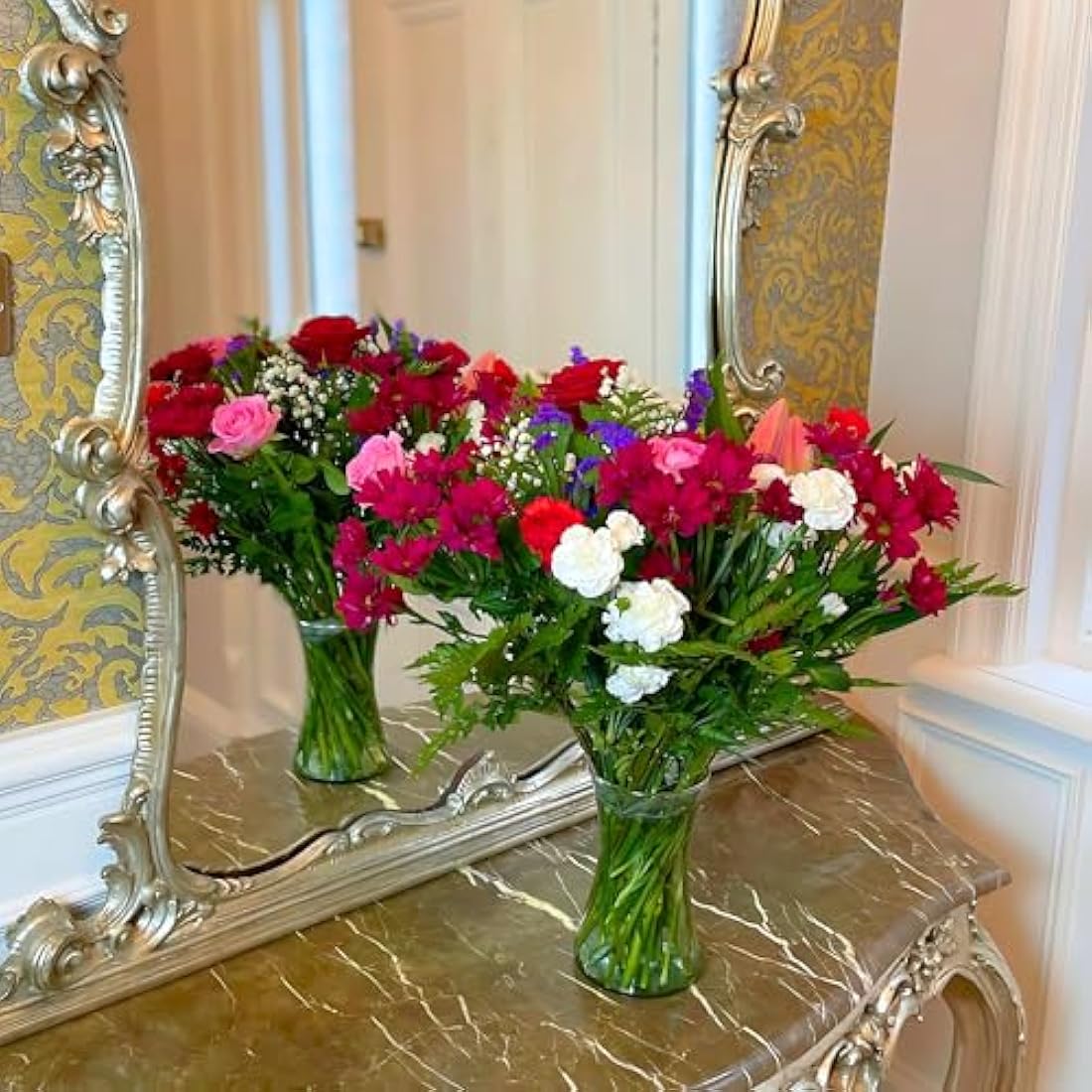 Homeland Florists Superb Mixed Fresh Flower Bouquet with a Single Large Naomi Velvet Rose at its Heart, Large, Red