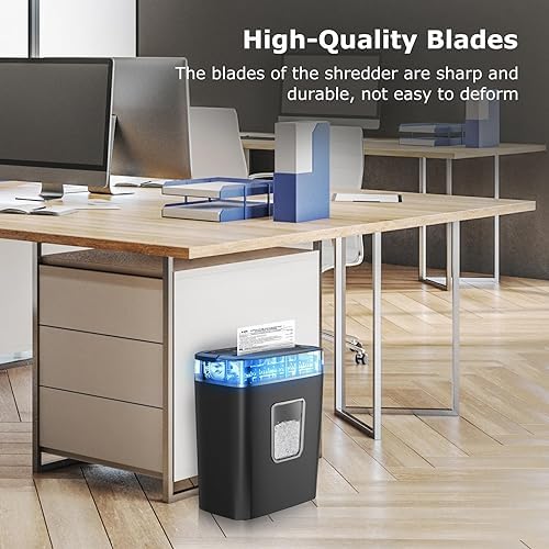 Bonsaii Micro-Cut Paper Shredder, 6-Sheet Capacity for Home and Office Use – Shreds Credit Cards, Staples, and Clips – Compact Design with Portable Handle and 16L Wastebasket (C261-D)