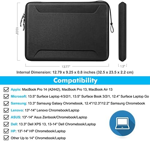 FINPAC Protective Laptop Hard Shell Sleeve Case for 13.6-inch MacBook Air M3/A3113 2024 M2/A2681 2022, Macbook Pro 14 2024-2021, 13.3" MacBook, Shockproof Carrying Bag Cover for 11" iPad Pro/Air 2024,