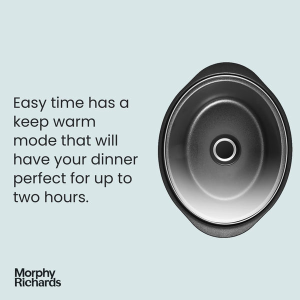 Morphy Richards 6.5L Easy Time Slow Cooker, Automatic Heat Settings, Keep Warm Mode, Hob Proof, Countdown Indicator, Dishwasher Safe Pot, Matte Black,