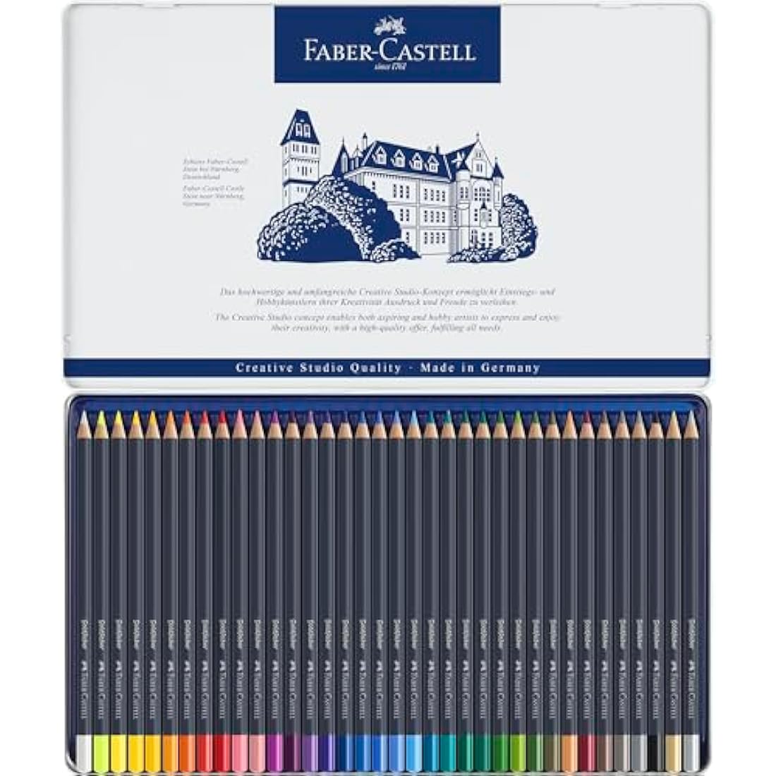 Faber-Castell Goldfaber, Colour Pencil Set, Tin Of 36 & Sketch Pad, A4, Gummed Paper Pad 100 GSM, 50 Sheets
