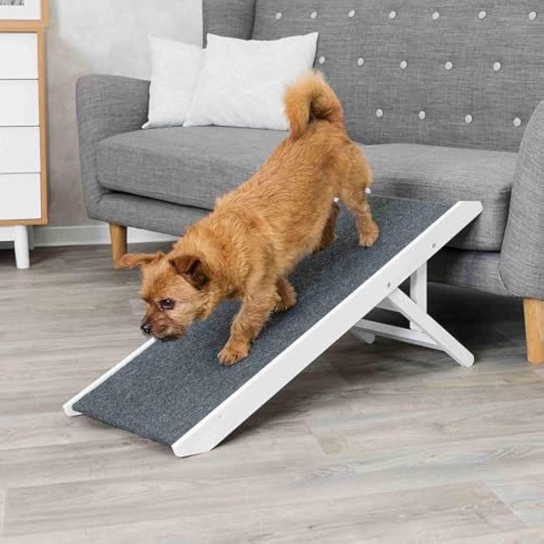 Trixie furniture ramp, height-adjustable 29/36/43 cm, wide running surface 36 × 90 cm, 39375, white