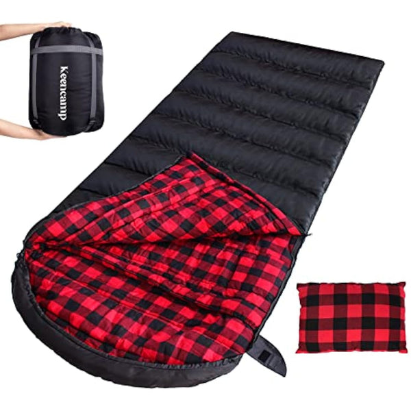 Keencamp Outdoor Sleeping Bag Ultralight 3-4 Seasons Blanket Sleeping Bag with Right Zip, Extended and Larger Sleeping Bag for Adults, Camping, Travel, Hunting, Other Outdoor Activities