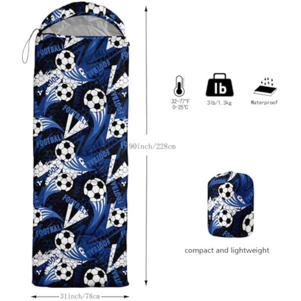 HOSIMA Sleeping Bag with Football Cold Climate Adult Girls Boys Waterproof Men Warm Camping Hiking Outdoor Travel Hunting Compression Sack