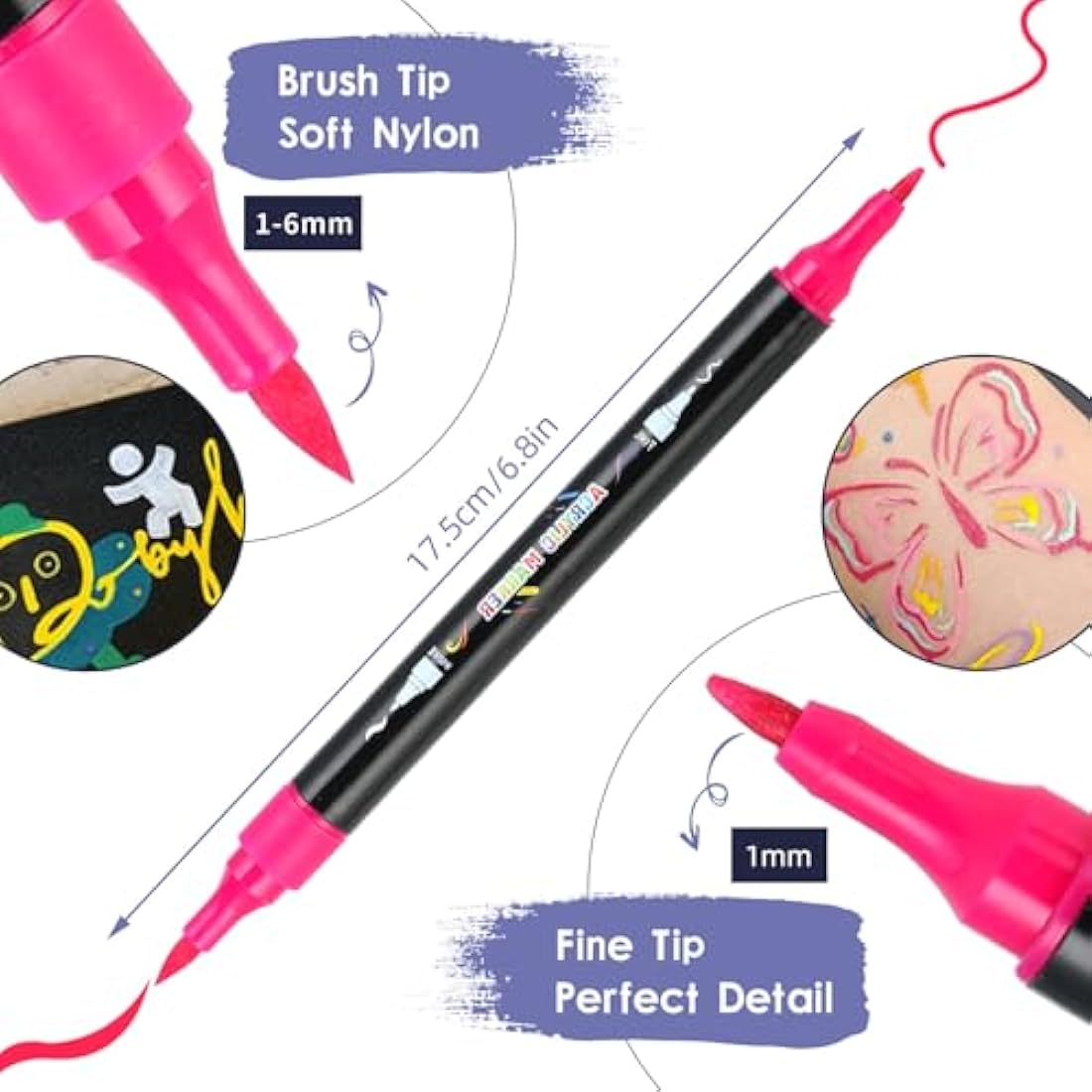 60 Colours Acrylic Paint Pens for Rock Painting Fabric Glass Stone Ceramic Wood Metal, Dual Tip Acrylic Markers Set for Easter Egg Pumpkins Christmas, Arts and Crafts for Adults and Kids