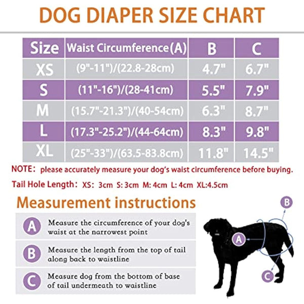 COMSLE Dog Nappies Female Medium 3 Pack, Dog Period Heat Pants in Season, Super Absorbent & Adjustable Sanitary Reusable Doggy Puppy Diapers