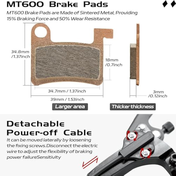 DYISLAND E-Bike Hydraulic Disc Brake Set 4-Pistons/2-Pistons, 2-PIN/3-PIN Pre-Bled with Mineral Oil Brakes Kit，Front and Rear Set，with 180mm 2.3mm Thick Rotors