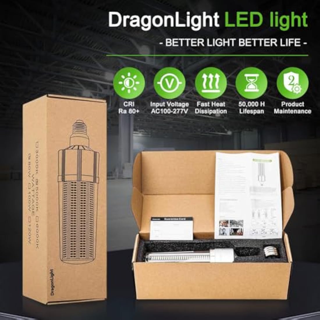 54W Super Bright Corn LED Light Bulb(400 Watt Equivalent) - E27/E40 Large Base LED Bulb - 6000K Daylight 6200 Lumens for Large Area Commercial Ceiling Lighting - Garage Warehouse Barn