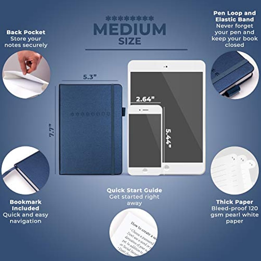 Legend Planner Password Book with Alphabetical tabs. Internet Address Keeper Logbook. Journal for Website Logins, Medium 13x19.5cm (Mystic Blue)