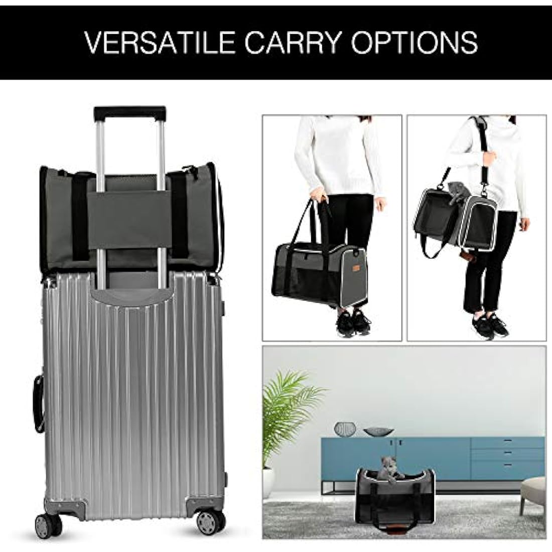 Akinerri Airline Approved Pet Carriers,Soft Sided Collapsible Pet Travel Carrier For Medium Puppy And Cats Medium Brown…