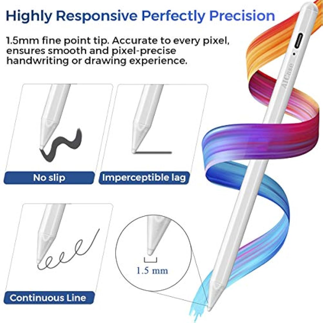 Stylus Pen for iPad with Palm Rejection,Active Pencil Compatible (2018-2020) Apple iPad Pro (11/12.9 Inch),iPad 6th/7th Gen,iPad Mini 5th Gen,iPad Air 3rd Gen for Precise Writing/Drawing