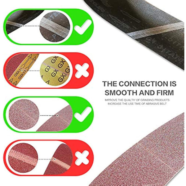 150mm x 1220mm 150mmx1220mm Sanding Belt Assorted Pack,6 Pcs(2 Each of 80 120 150 Grits) Aluminum Oxide for Sander