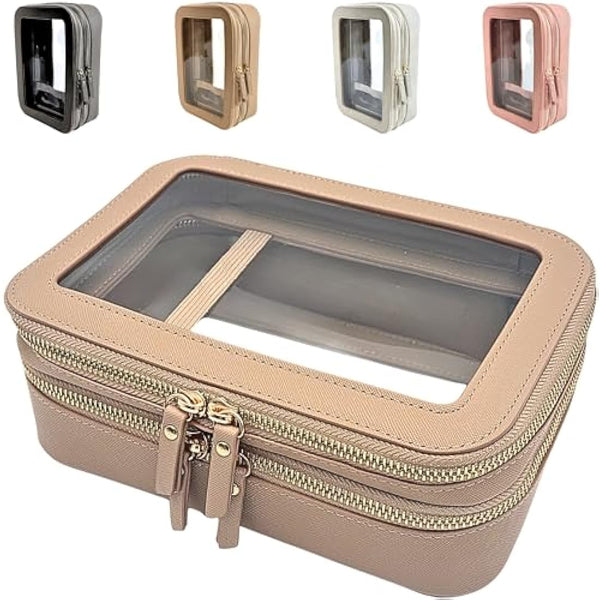 JAZD Clear Makeup Organizer - Cosmetic Bag for Women, Travel & Home - Beige