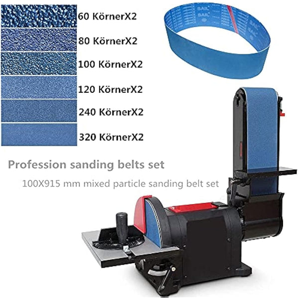 FEIHU Metal sanding belt kit. 100 x 915mm Sanding belts, zirconium corundum/brown corundum belt, 60/80/100/120/240/320 per 2 grit. Sander belts (12 pieces)