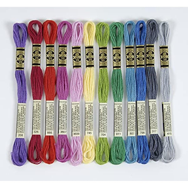 DMC - Assortment of Mouliné Special 117MC Threads – Vitamins & Essentials Colours – 100% Cotton – 2 Packs of 24 Skeins of 4 Metres | Embroidery Thread, Ideal Cross Stitch