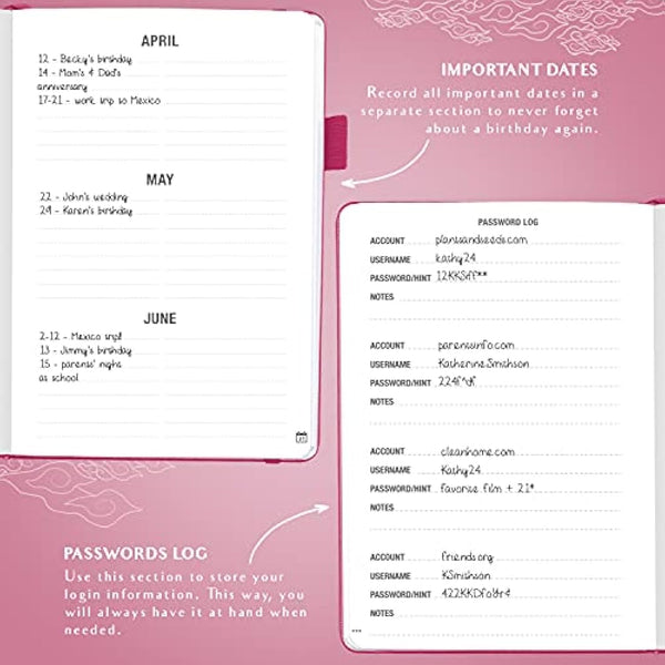 Legend Planner Address Book with Alphabetical Tabs – Mini Telephone Contacts Book for Phone Numbers, Addresses, Passwords, Small (Hot Pink)