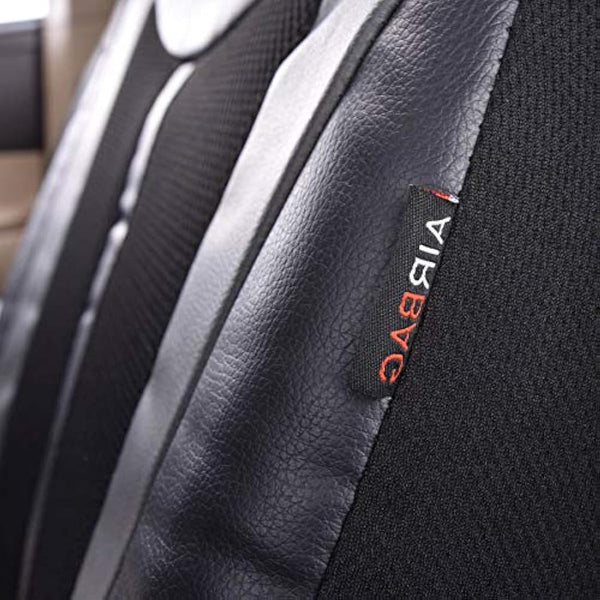 Flying Banner Car Seat Covers 2 Front Seats Leather Splicing Mesh Breathable Cover Black Color