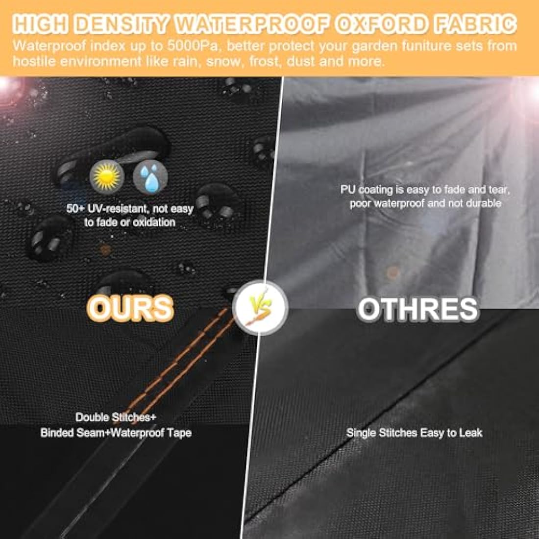 HEIMUNI Garden Furniture Covers, 240x140x90cm Outdoor Table Cover Rectangular, 420D Oxford Fabric Large Patio Set Cover Waterproof Covers for Outdoor Furniture, Table and Chairs Set