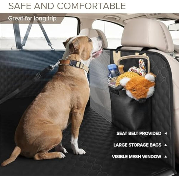 Heavy Duty Dog Car Seat Cover - Back Seat Extender, Aggressive Chewer Resistant, Large Hard Bottom, Dog Hammock for Car, SUV, Truck
