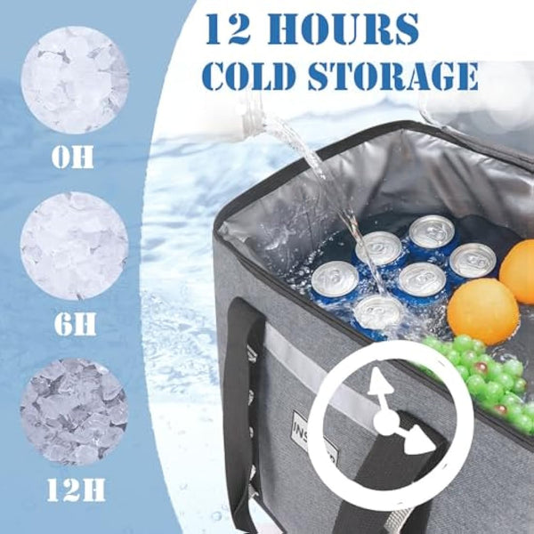 INSMEER Large Cooler Bag 65 Can, Soft Cooler Insulated 48L Foldable/Collapsible/Leakproof,with Opener&Removable Shoulder Strap, Portable Thermal Bag for Beach Picnic Grocery Shopping Camping