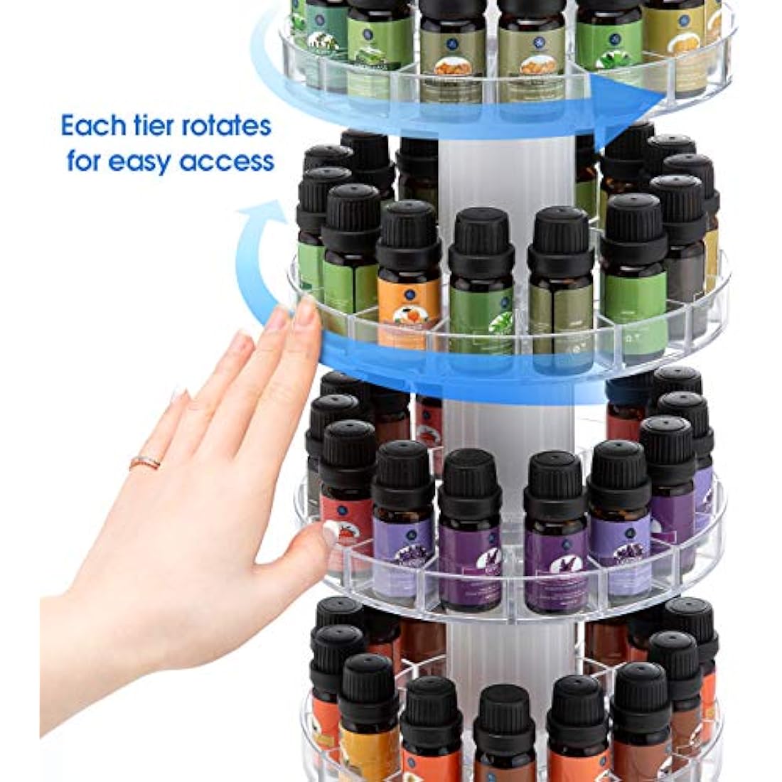 J JACKCUBE DESIGN Acrylic Rotating Essential Oil Display Stand Spinning Rack for 75 Bottle Organiser 5 Tier Storage for Paint bottles Spice Make up Nail polish Holder -MK505A (5 Tier)