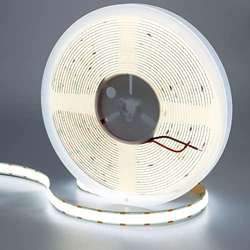 GOMING 32.8ft(10M) 24V Double Row COB LED Strip Light Cool White 6000K 6000LEDs CRI 93+ 20000lm Uniform Glow Dotless Not Waterproof IP20 Flexible LED
