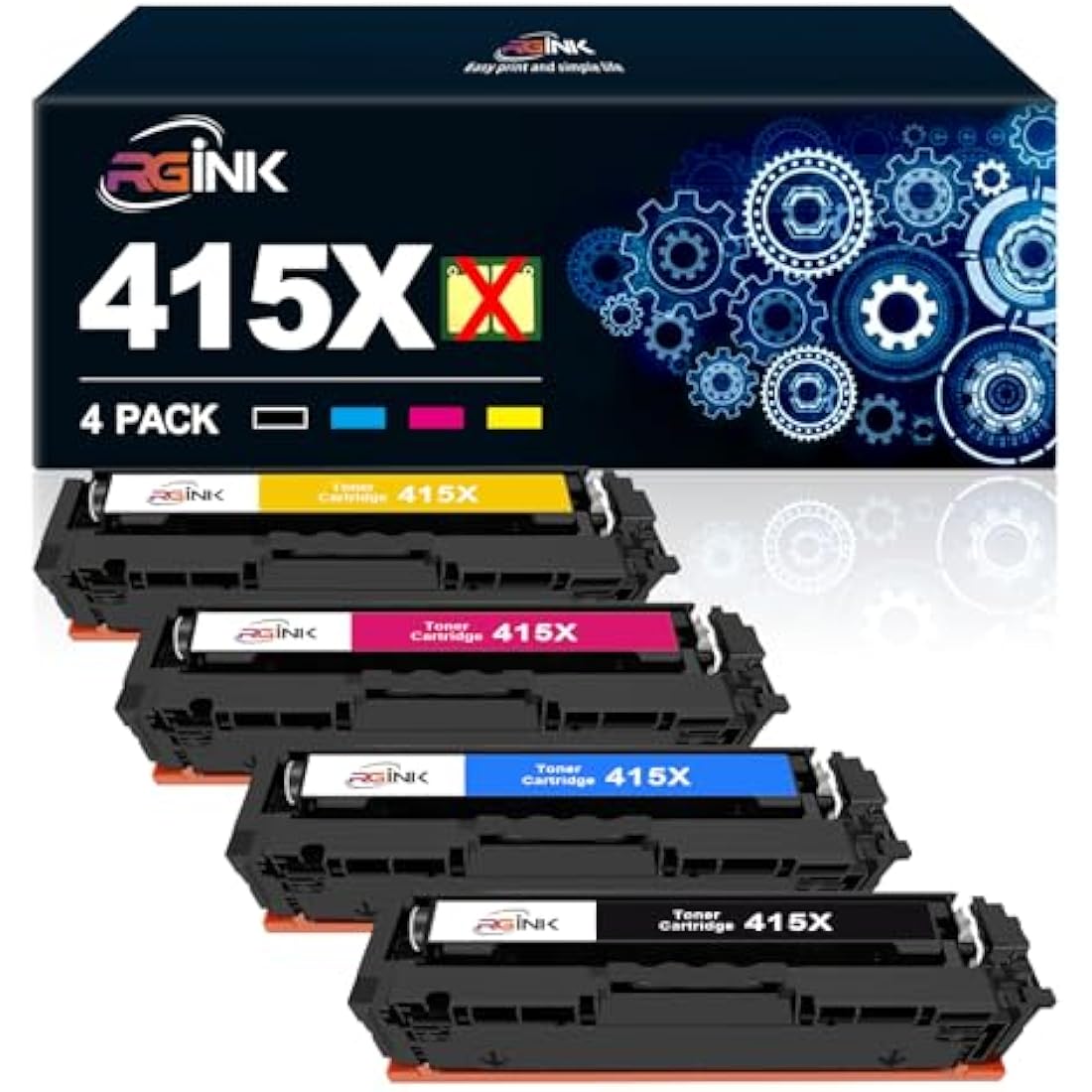 415X Compatible Toner Cartridge Replacement for HP 415A 415X for HP Color Laserjet Pro MFP M479fdw M479fdn M479fnw M479dw M479 M454dn M454dw Printer(4 Pack,Black Cyan Yellow Magenta)