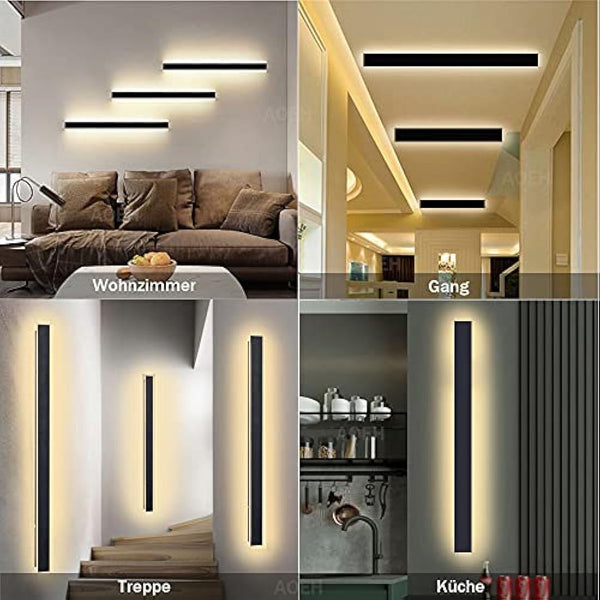 Outdoor Wall Lights LED Black Long Wall Sconce Ip65 Waterproof Outside Lights Rectangular Wall Lighting 3000k 40W Aluminum Exterior/Indoor Wall Light For Garden Villa Porch Terraces Garage,115cm*1