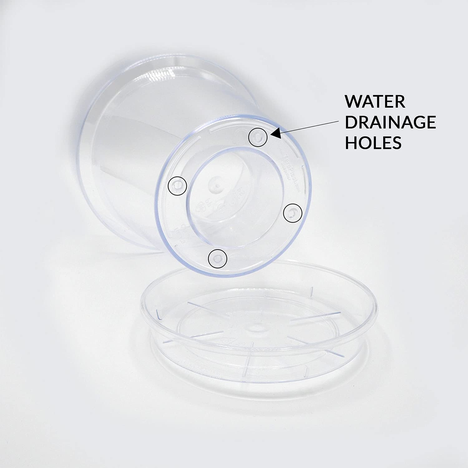 Kalapanta Clear Plastic Orchid Pot with Drainage Holes and Saucer (5, 16 cm Diameter)