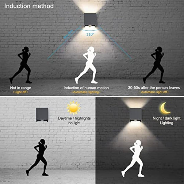 Klighten 2PCS Outdoor Wall Light with Motion Sensor, Waterproof IP54 Outside Wall Lamps with Sensor, Adjustable Beam Angle, Natural White 4000K, Antracita (G9 LED Bulb Include)