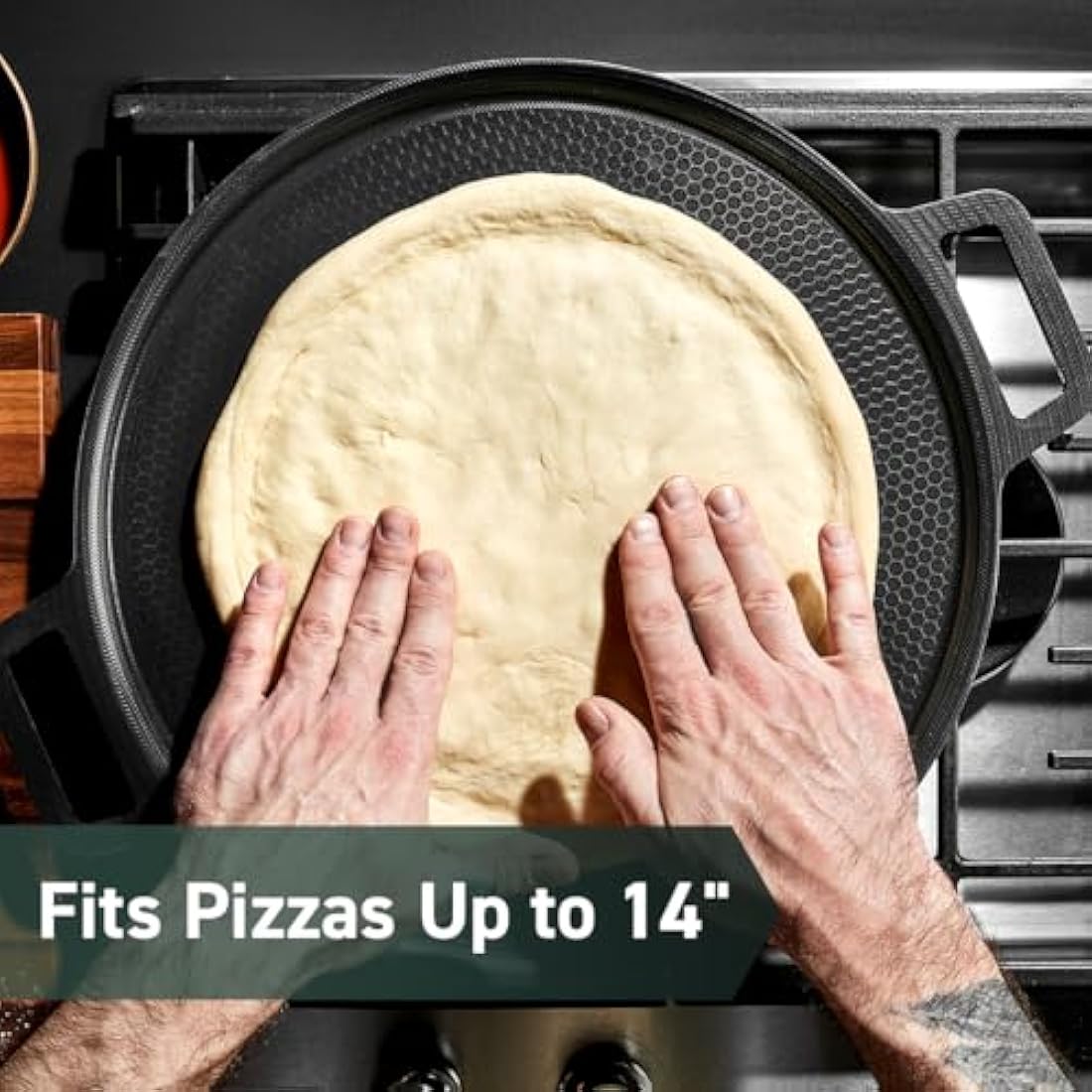 HexClad Hybrid Nonstick Pizza Steel for Pizzas and Flatbreads Up to 35 cm, Dishwasher-Friendly, Oven and BBQ-Safe Up to 480°C