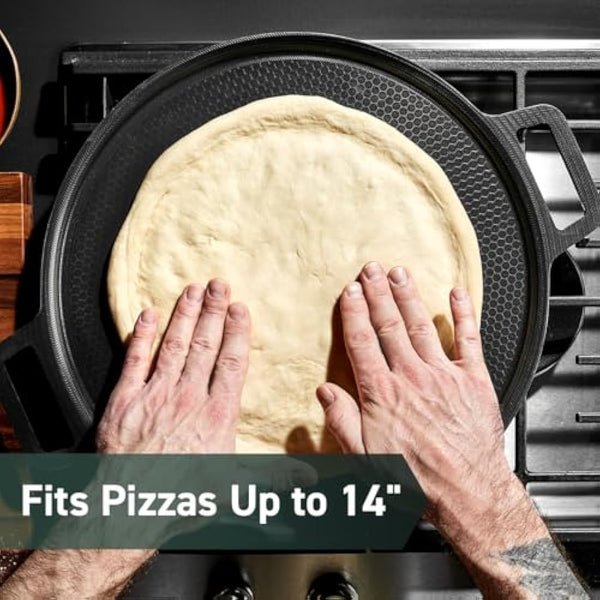 HexClad Hybrid Nonstick Pizza Steel for Pizzas and Flatbreads Up to 35 cm, Dishwasher-Friendly, Oven and BBQ-Safe Up to 480°C