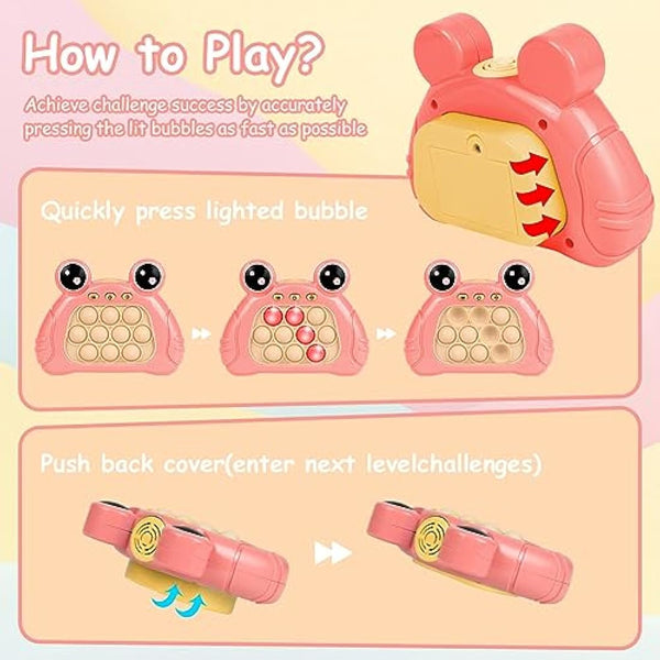 Ainiv Pop Game Sensory Fidget Toys, Light Up Pattern Popping Handheld Game, Puzzle Bubble Controller Machine, Ball Push Stress Toys Fun Present for Kids and Aldults, Pink Frog