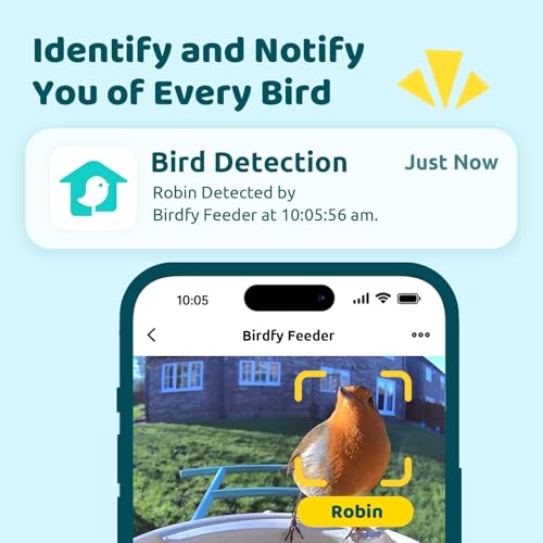 NETVUE by Birdfy Smart Bird Feeder Camera: Auto-Capture Video & Instant Alert, Collect Fun Clips, Solar Powered Bird Watching Camera Wireless Outdoor Garden, Blue