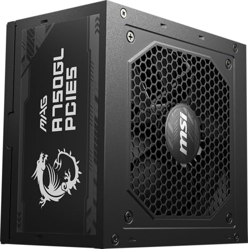 MSI MPG A1000G PCIE5 Power Supply Unit, UK Plug - 1000W, 80 Plus Gold Certified, Fully Modular ATX 3.0, PCIe 5.0 GPU Support, Japanese 105°C Capacitors, 0% RPM Mode, Flat Cables - 10 Year Warranty