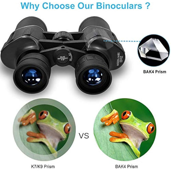 20x50 Binoculars for Adults High Power,Compact HD Professional Waterproof Binoculars with BAK4 Prism and FMC Lens,Portable Telescope for Bird Watching,Hiking, Travelling, Hunting, Concerts,Football