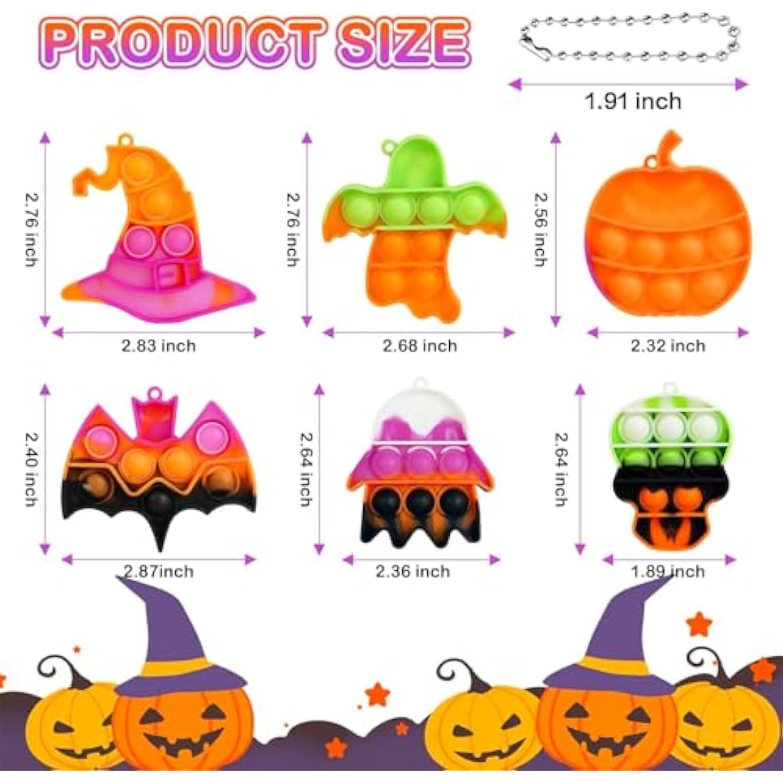 Amyang 24 Pack Halloween Mini Fidget Sensory Pop Toys for Kids Boys Girls Halloween Party Favors Halloween Treat Bags Gifts